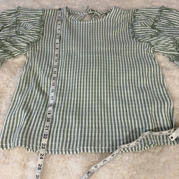 ANTHROPOLOGIE Pilcro Sybil Ruffle Sleeve Blouse Flowy Tiered Sleeve Tie Back S - Picture 6 of 10